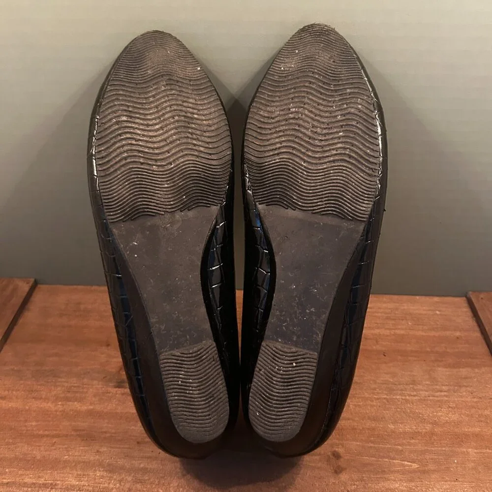 Angel Steps Womens Black Flats Faux Leather Career Casual Size 9.5M